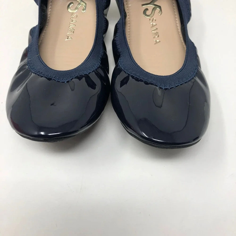 Yosi Samra‎ Ballet Flats Girls 3Y Kids Navy Patent Miss Samra Foldable Shoes